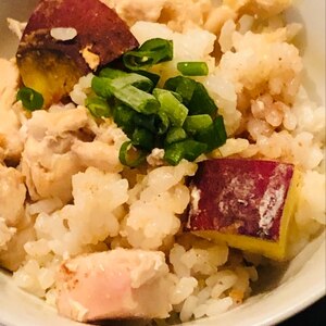 ひと手間加えた炊き込みご飯、さつま芋入り